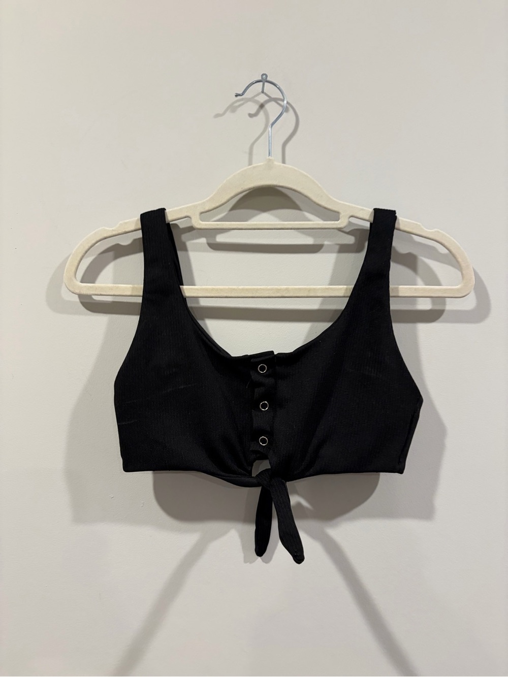 Black Knot-Front Crop Tank Top/Swim Top
